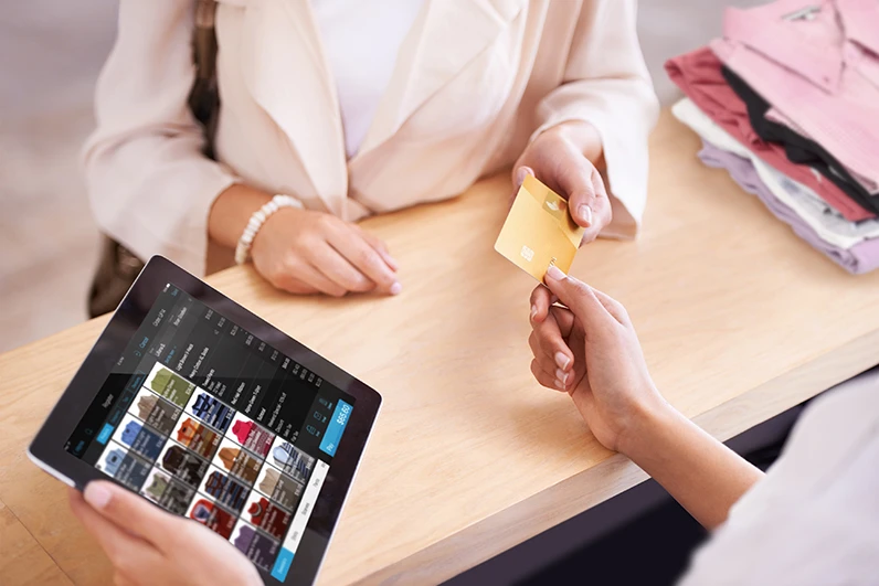 Customer showing card